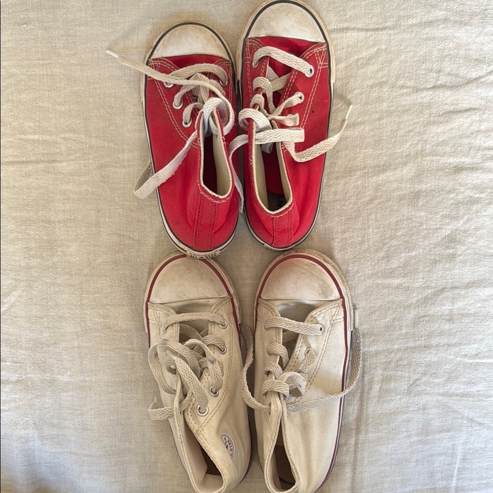 Kids Red and Cream Sneakers